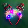 Women Girl Hair Hoop LED Christmas Reindeer Santa Claus Decor Headband Cartoon Style Cosplay Headband Photography Props