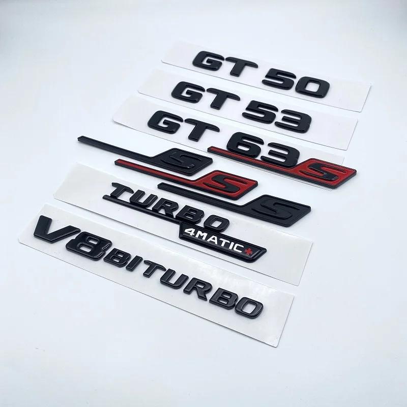 

3D ABS Flat Letters GT50 GT53 GT63 GT63S V8 Biturbo 4matic+ ABS Emblem for Mercedes Benz AMG C190 X290 Car Side Trunk Sticker GT50 матовый черный