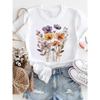 Fashionable Short Sleeved Casual Style Flower Pattern Cute Women's Clothing Printed Polyester T-Shirt O-Neck Watercolor T-Shirt