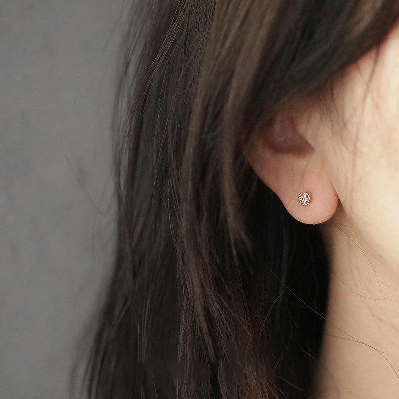 925 Sterling Silver Inlaid Zircon Disc Cross Flower Earrings For Women Exquisite Small Jewelry Gifts