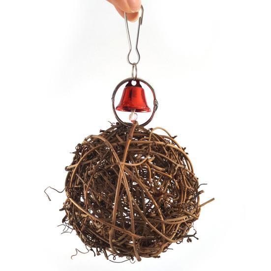 

Parrot Toy Vine Rattan Ball Ring Bell Swing Bird Parakeet Hanging Pet Cage Decor 1