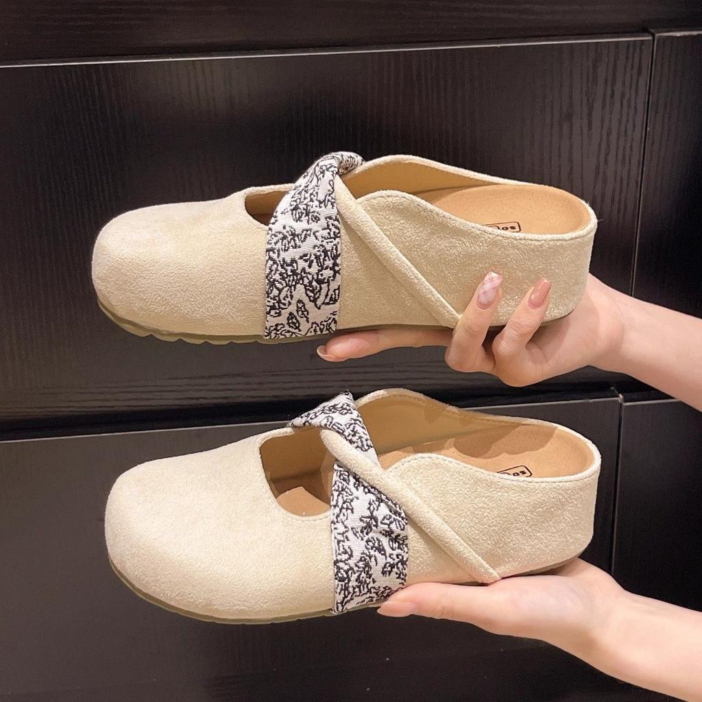 French bag head half slippers autumn wear with skirts within 22 years heeless Birkenstocks