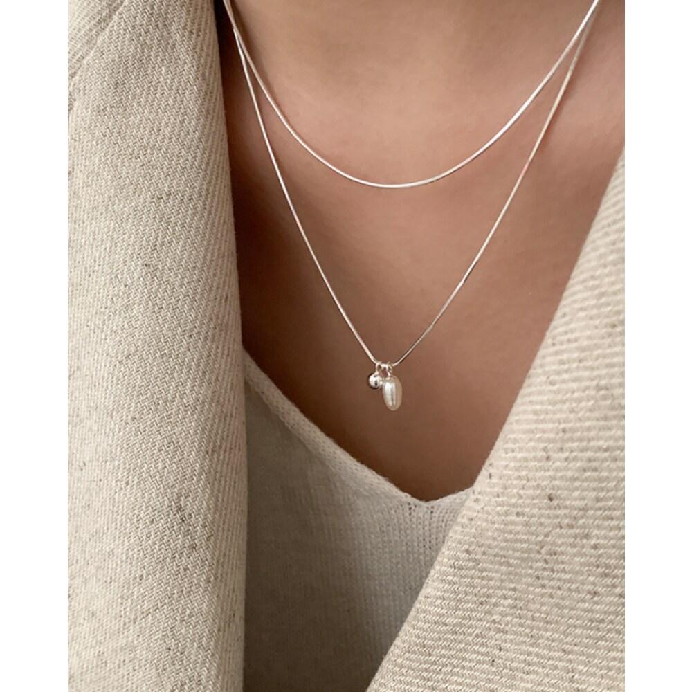 [925 Silver] Light Pearl Necklace A 21