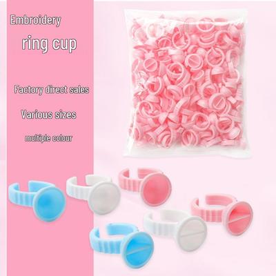 100 Stück Wimpernkleber-Ringbecher für Microblading & Pigment, Einwegkunststoff