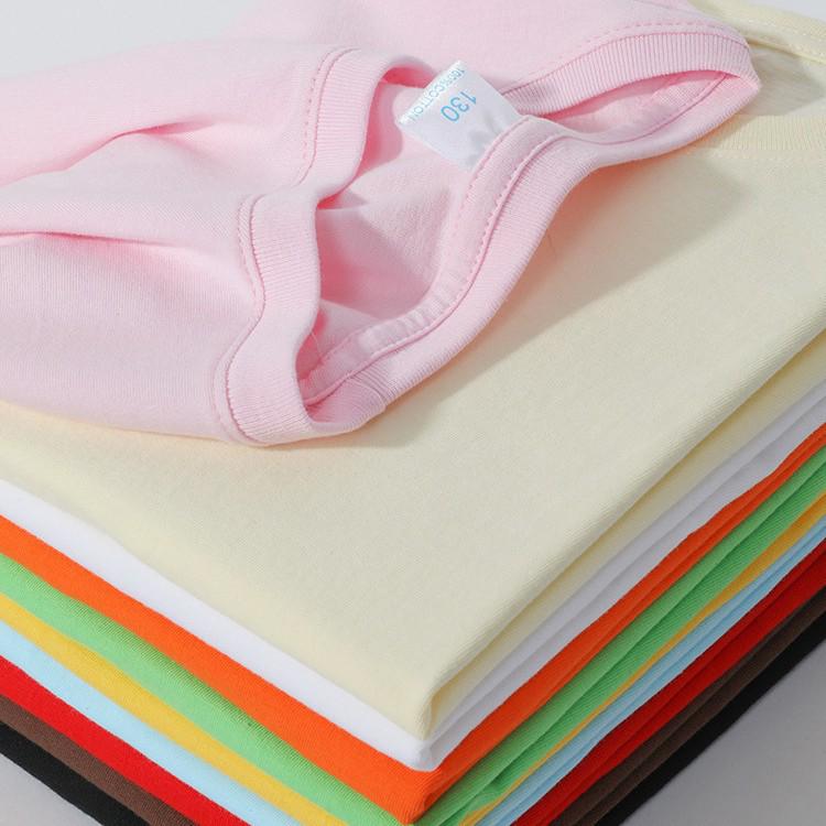 Pure Cotton Solid Color Children's Short-Sleeve T-Shirt for Girls and Boys