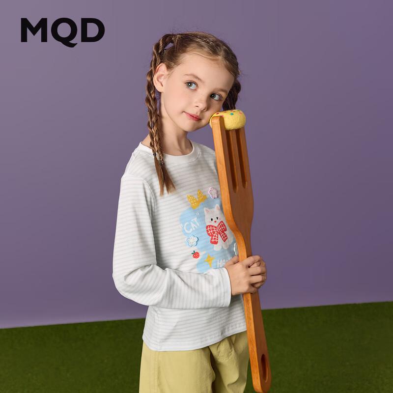 MQD Girls' Cartoon Puppy Striped Long-Sleeve T-Shirt
