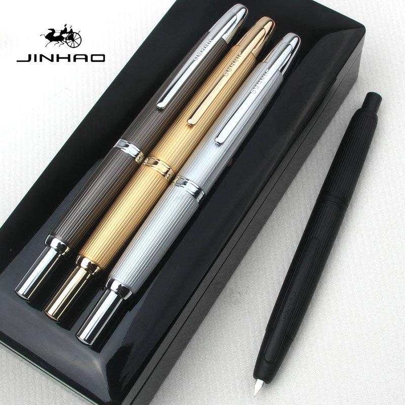 JINHAO 10 Press Fountain Pen Retractable EF/F Nib Metal with Clip Special Collection Fashion School Supplies Stationery Hot Sell chiaro colore blu
