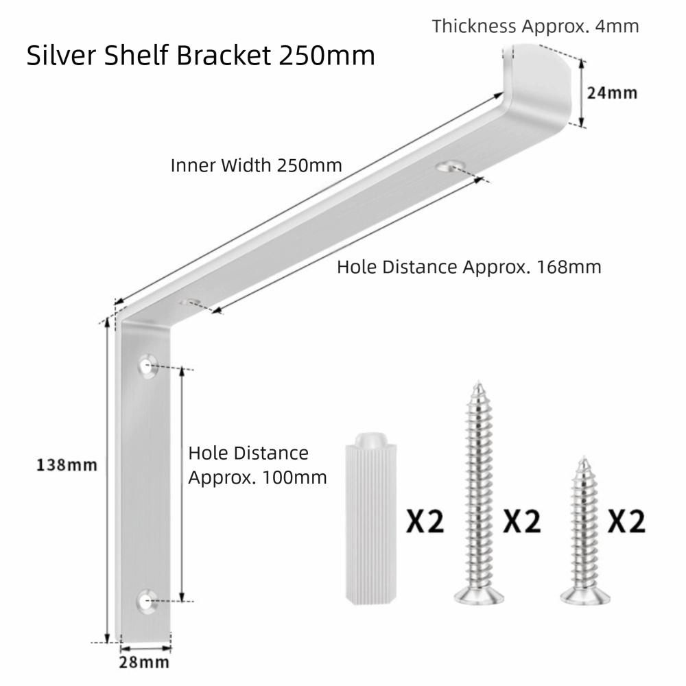Stainless Steel L Type Shelf Brackets 90 Degree Concealed Triangular Support Frame Rustproof Enduring Floating Shelf Bracket