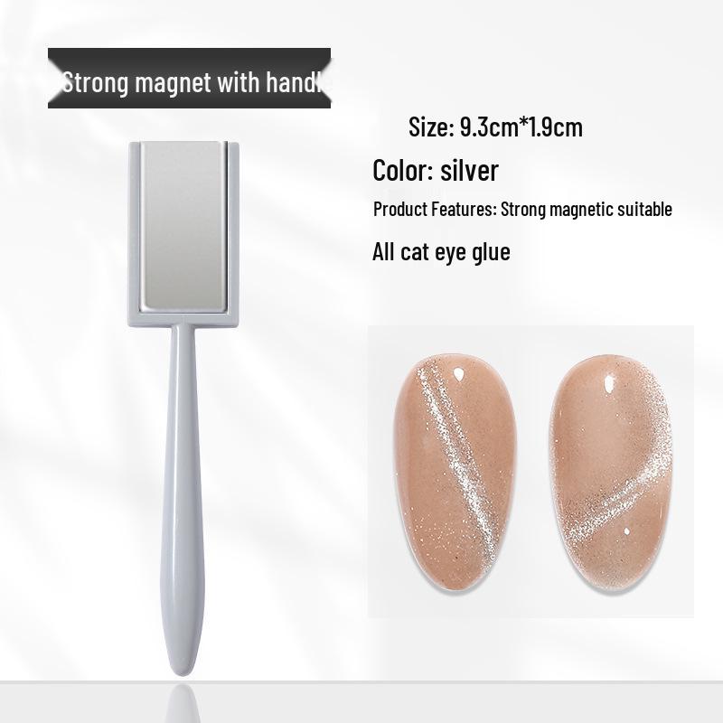 Verbessertes Cat Eye Press-On Nägel Set mit Magnetischem Stift und Blumen Design