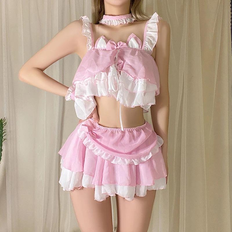 Sexy See Through Waistbow Skirt Set JK School Uniform Fashionable Pleated Mini Skirt Two Piece Set for Special Occasions