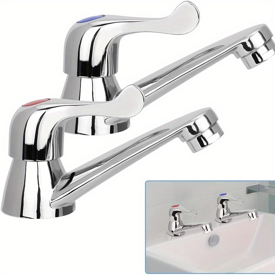 Dual-use Hot and Cold Wall-mounted Basin Faucet with Thickened Anti-splash Spout 2pcs faucet