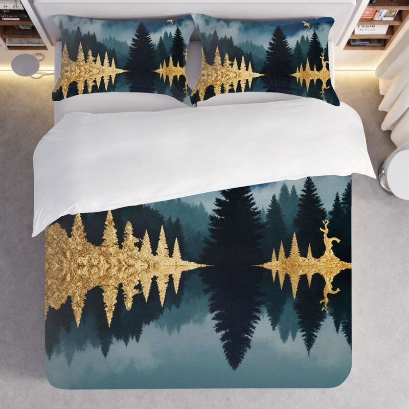 3-Piece Bedding Pillowcase Quilt Cover Set Landscape And Lake Pattern 2D Digital Printing Suitable For Bedroom Dormitory Decor