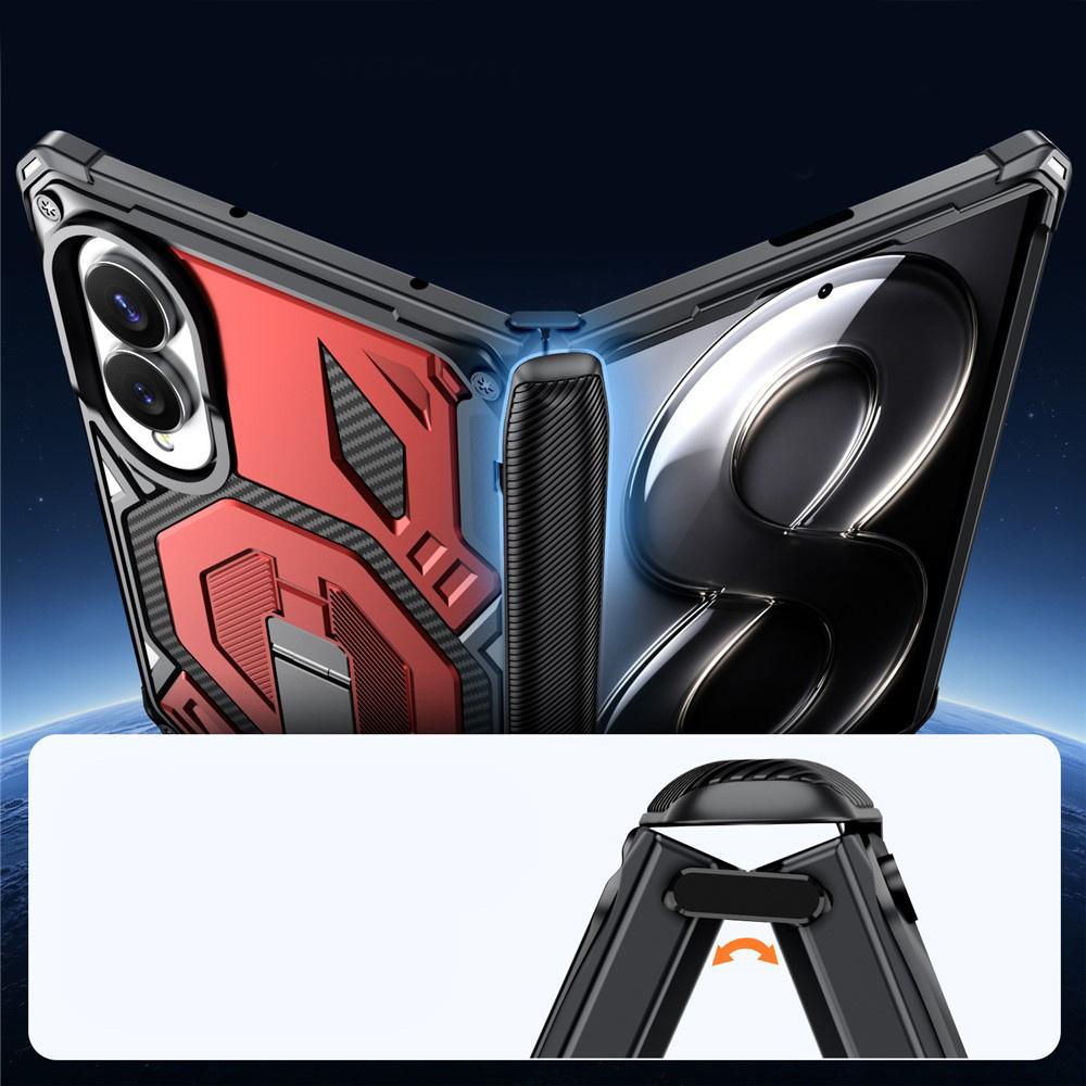 Armored Case for Samsung Galaxy Z Fold 8, with Stand and Hinge Cover, for MagSafe, Red