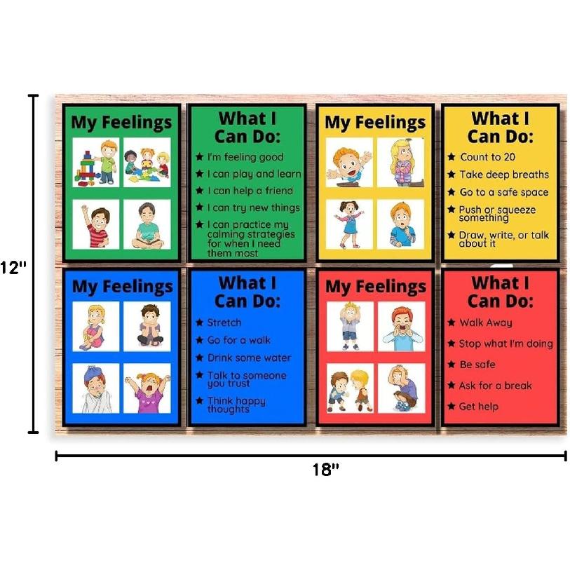 MYLU Emotional Management Zones Of Regulation Educational Poster 6 Canvas Poster Bedroom Decor Sports Landscape Office Room Decor Gift Unframe-style