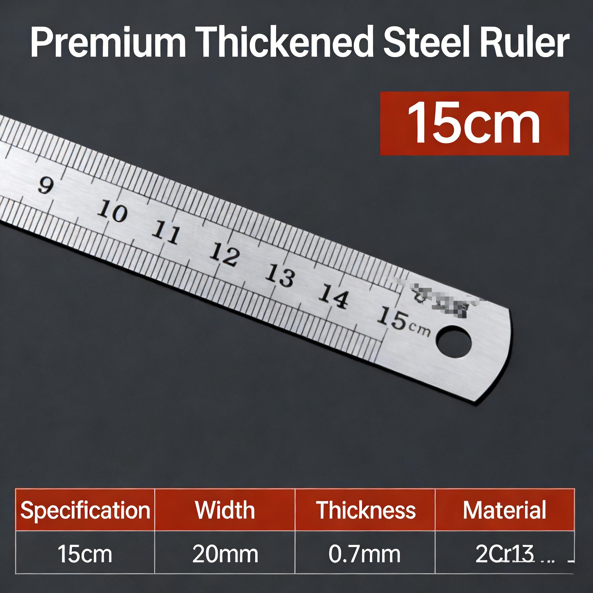 

Thickened Stainless Steel Ruler Durable Metal Measuring Tool for Students Woodworking Engineering Drawing Construction Precise