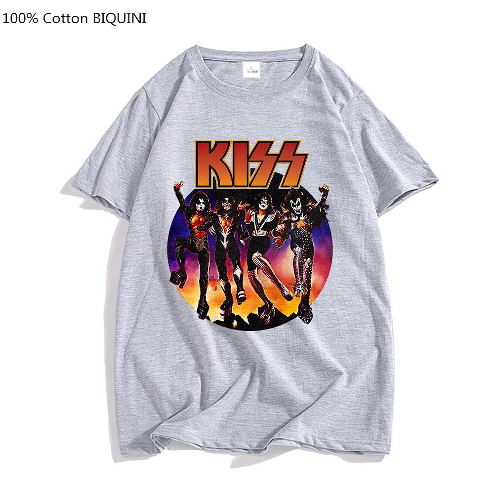 Rock Band Kiss T Shirt Men_Women Fashion Cotton T-Shirt Hip Hop Heavy Metal Tops Tees Boy_Girl Clothing Print Camiseta Punk