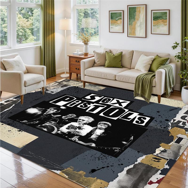 Sex Pistols Design Crystal Velvet Rug Soft Decorative Mat for Bedroom Entrance