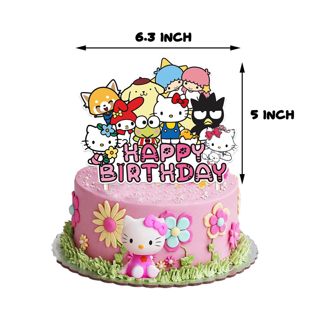 33pcs Hello Kitty Birthday Decorations Include Banners, Cake Toppers, Balloons