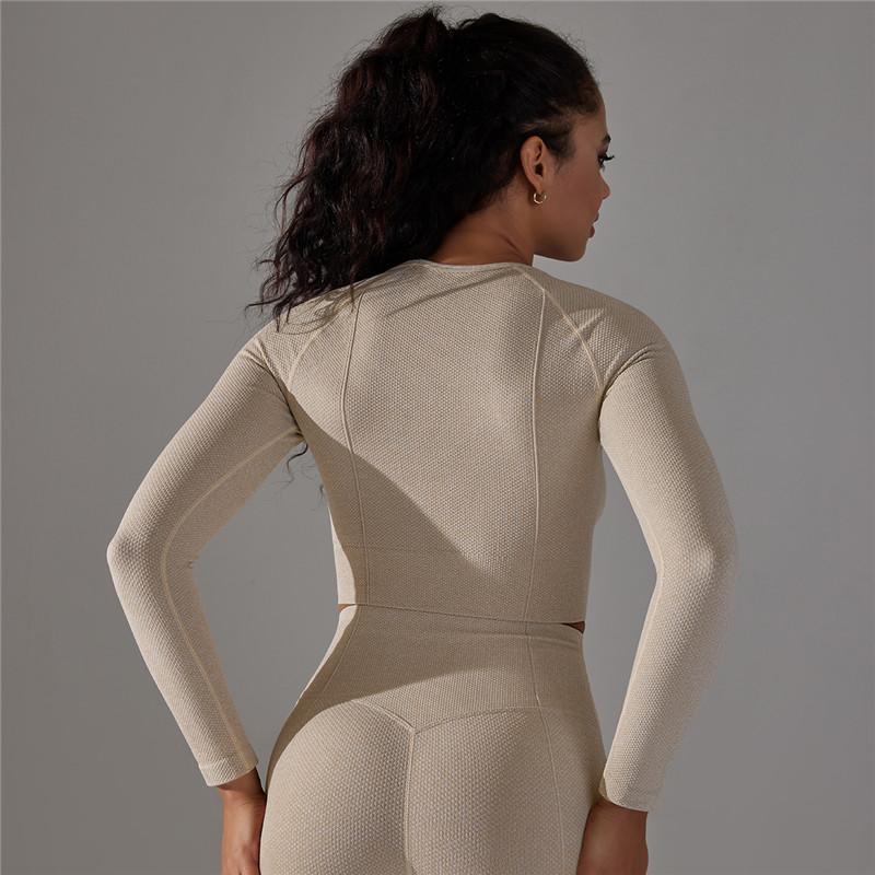 Nessaj Women Running Tops Seamless Knit Long Sleeve Sports T Shirt Fitness Quick Dry Breathable Yoga Wear