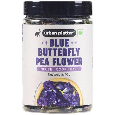 Urban Platter Tè ai fiori di pisello farfalla blu, 40 g (Ricco di antiossidanti | Aggiungi a tè e cocktail | Colorante naturale)
