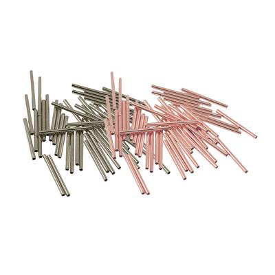 100 Pieces Rose  and Silver Plated Straight Tube Spacer Beads 20mmx1.5mm