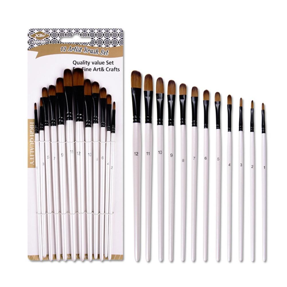 1Set Round / Angled Tip Paint Brushes Nylon Fiber Professional Painting Kits Painting