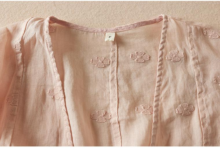 Retro Women's Embroidered Cotton-Linen Cardigan - Versatile Loose-Fit Short Jacket, Spring 2026 Arrival