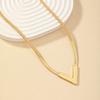18K Gold Plated Personality V-Shaped Pendant Necklace Simple Style Jewelry Gift Women's Accessories