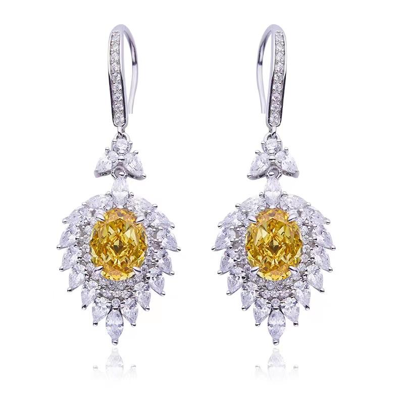 Fine Jewelry Purple Diamond Colorful 8A Cubic Zirconia Hoops Earring Oval Diamond Hook Earrings for Women Elegant