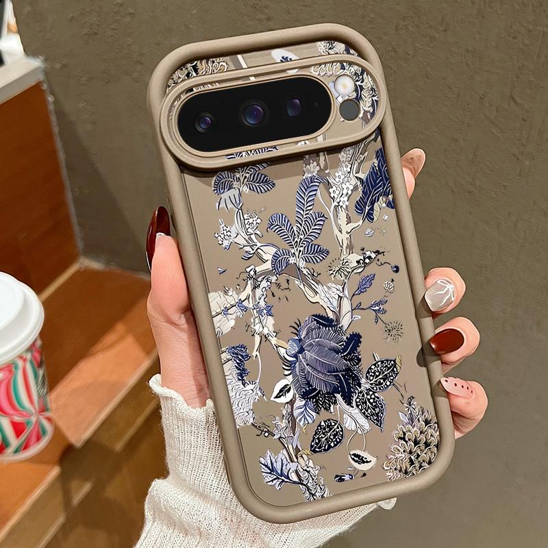 Luxury Retro Dark Floral Pattern Case For Google Pixel 10 Pro XL Pixel 9A 9 Pro 8 7 8A 7A Shockproof Bumper Soft Silicone Cover