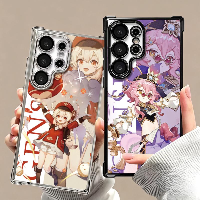 Genshin Impact Anime Plating Phone Case For Samsung Galaxy S24 S25 FE S26 Edge S23 Ultra S22 S21 Plus S20 Anti-Fall Airabag Cove
