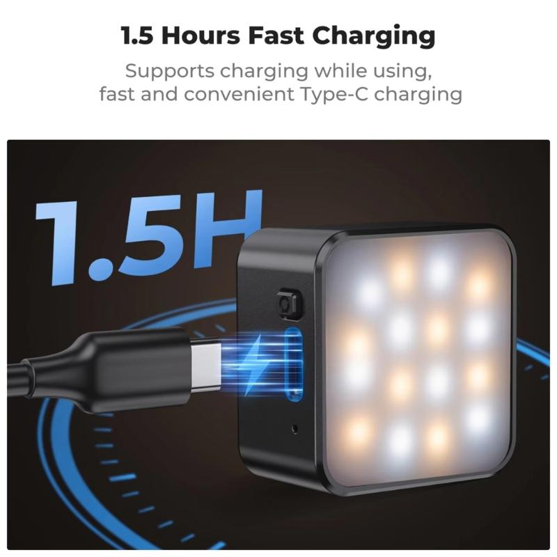 Photography Light Fit for Pocket 3 Adjustable Brightness Soft Lighting Auxiliary LED Fill Light Type C Rechargeable