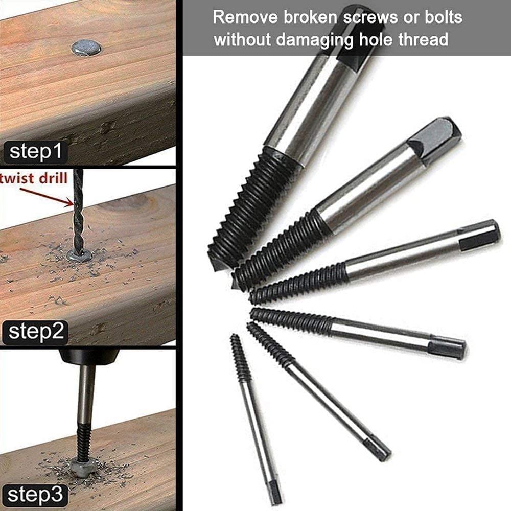 6 Pcs Steel Screw Remover Black Bolt Extractor Easy Screw Extractor Automotive