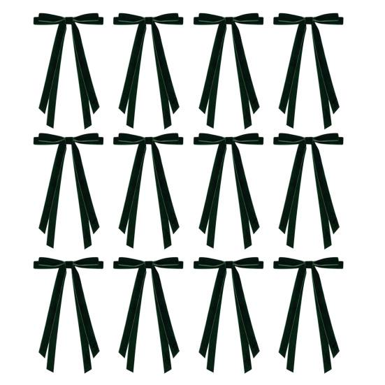 12 szt. Aksamitne kokardy świąteczne 6" x 8" Vintage kokardy na wieniec ozdoba świąteczna na choinkę pakowanie prezentów dekoracja wieńca girlandy