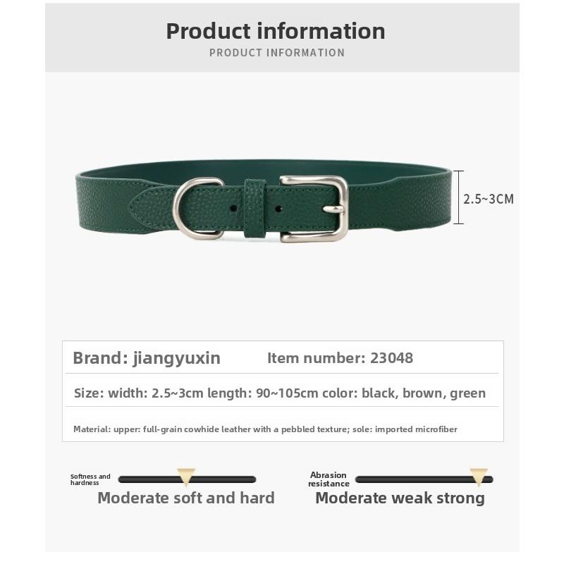 Meier First layer cowhide green black brown girdle genuine leather pebbled belt wide belt