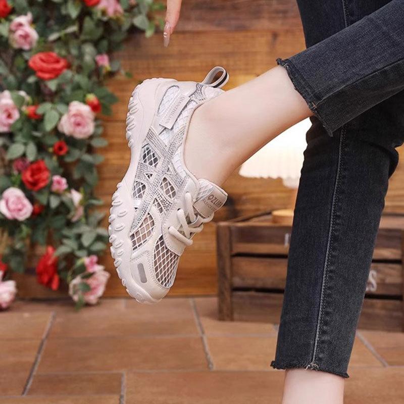 Summer Mesh Breathable Thick-soled Heightening Little White Shoes Women's Shoes Mori Versatile Casual Sports Board Shoes Daily Commuting Shoes