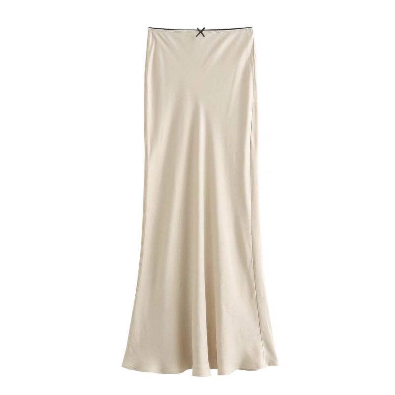 

Fashion Kaslead Women s Silk Satin Dress Beige L