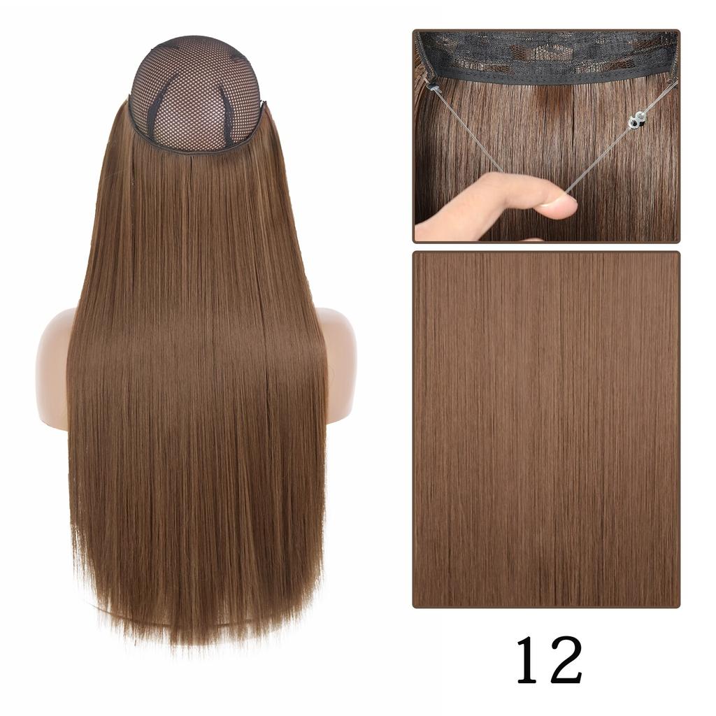 XINRAN Moda Damska Kolor Ombre Niewidoczny Długi Doczepiany Włos Syntetyczny Włókno Długie Falowane Ombre Cosplay Codzienne Noszenie Bez Klipsów Przedłużanie Włosów