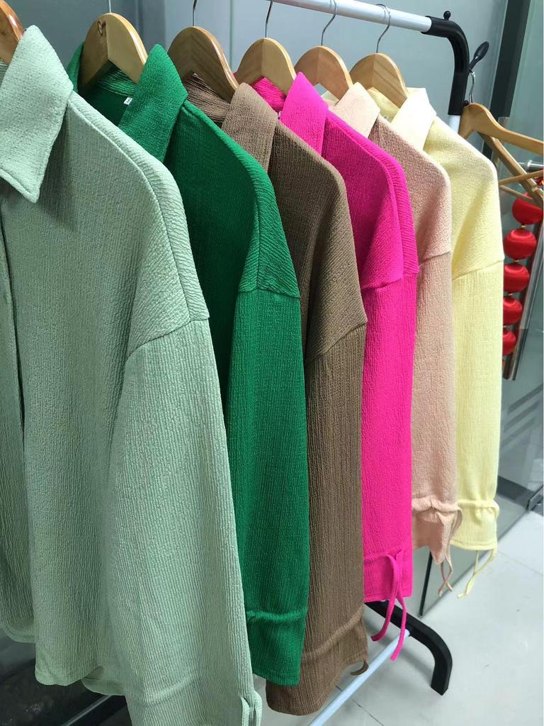 New Women's Fashion Solid Color Lapel Tie-Up Top & Trousers Suit for Spring, Autumn, Winter.