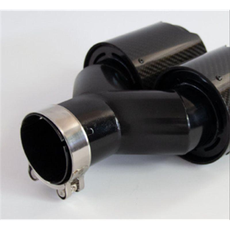 Car Exhaust Pipe Muffler Tip Y Shape Double Exit Carbon Fiber Nozzle Decoration Stainless For BMW Series B
