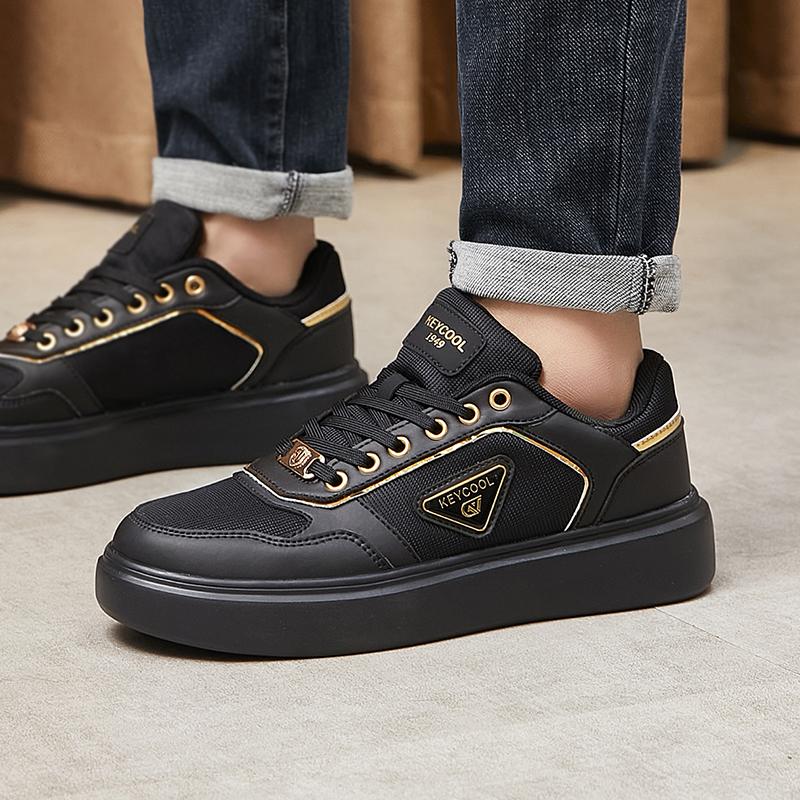TUINANLE Skateboard Shoes Men Flat Leather Men's Casual Sneakers Comfortable Low-top Sneakers Both Unisex White Black