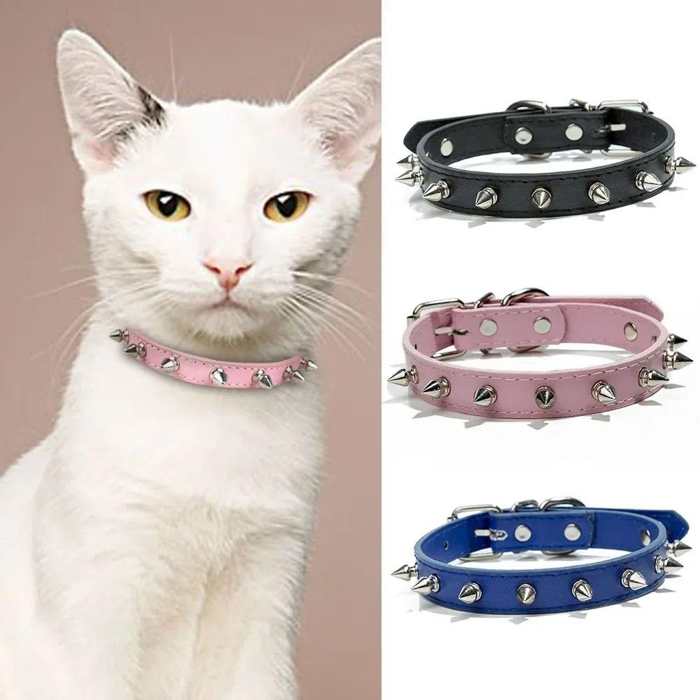 Buntes Katze Hundehalsband Leder Haustier Halsband Bequem Haustier Stachel Nieten Halsbänder Katzen