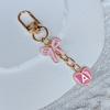 Creative Letters Metal Pink Bow Keychain Fashion A-Z 26 Letters Keyring Charms Mobile Phone Key Holders Bag Accessories Gift