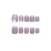 100% HANDMADE Round Shape Fake Nail Set With Glue Art Ice Cream Slightly Transparent Gray Purple Cat'S Eye Short Laser Rainbow Nails Reusable