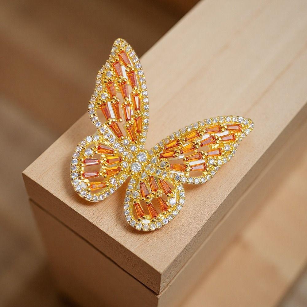 Shiny Butterfly Engagement Rings Forest Style Opening Ring Dreamlike Butterfly Ring Women Men