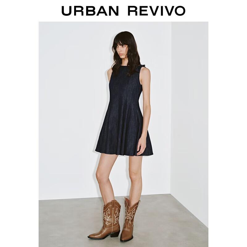 

UR Women s Retro A-Line Pleated Denim Sundress XS