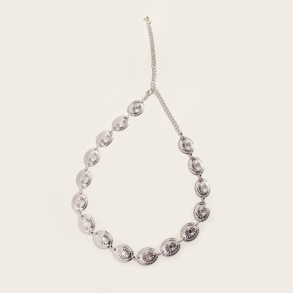 Women's Silver Accessories Engraving Versatile Fashion Basic Waist Chain European and American Spring and Summer Versatile Waist Belt