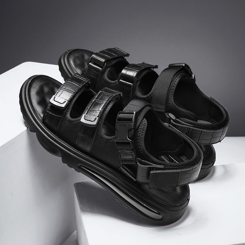 Fashion Italian Men Casual Leather Sandals2025New Breathable Waterproof Beach Shoe Outdoor Non-slip Thick-soled Sandals Minimalist Shoes