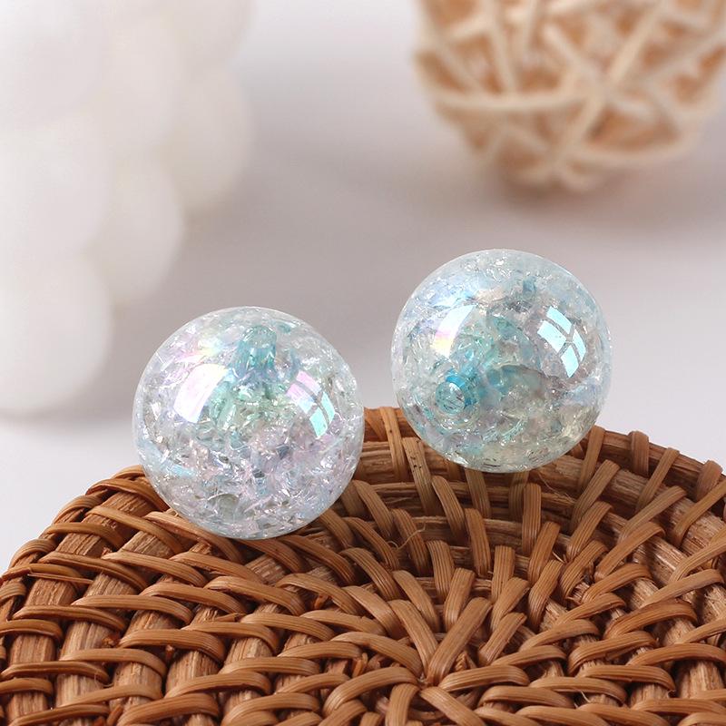 Acrylic Transparent Plated AB Color Bursting Straight Hole Pattern Round Plastic DIY Floral Colored Beads Jewelry Accessories