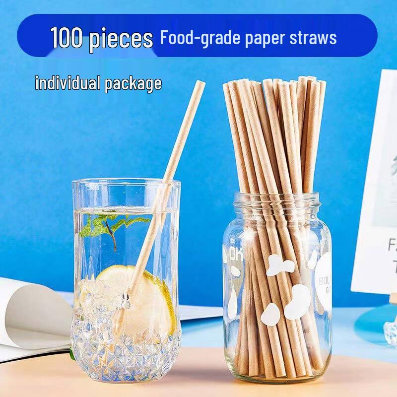 Food Grade Individually Wrapped Natural Paper Straws